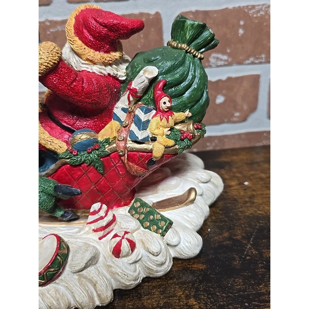 Vtg Santa‎ On His Sleigh Reindeer Holiday Style Figurine 12
